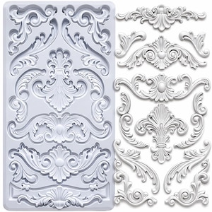 Baroque Scroll Silicone Mold For Resin Clay Plaster, Decorative Scrollwork Mold For DIY Crafts And Cake Decor