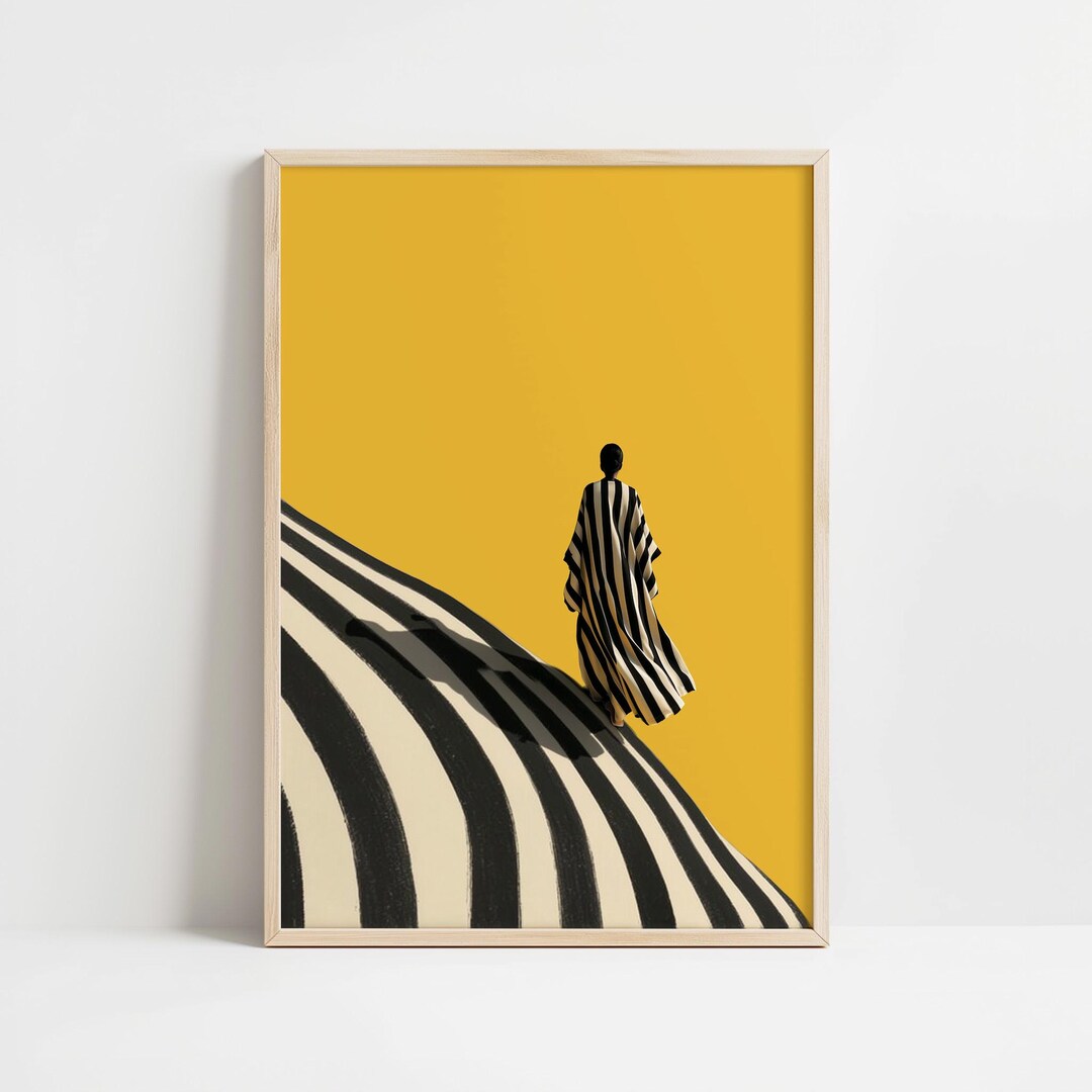 Bold Yellow Striped Woman Modern Wall Art Print (digital Download) - Etsy