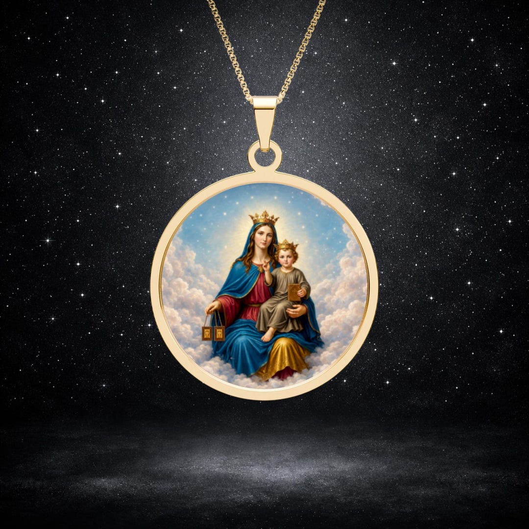 Our Lady of Mount Carmel Pendant Necklace, Catholic Religious Jewelry ...