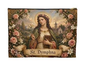 St Dymphna-zakje, katholieke rozenkransdoos, genezingscadeau