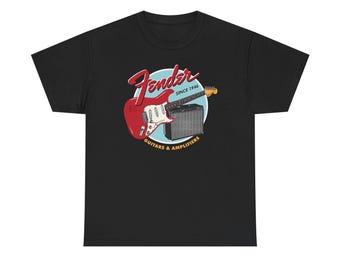 Fender Stratocaster Guitar Tee | Retro Amp Graphic Shirt