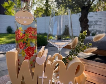 Set regalo con vino | Regalo per la fidanzata | Decorazioni per addio al nubilato | Regalo di compleanno | Decorazioni per feste | Portabottiglie | Decorazioni per la tavola per feste estive