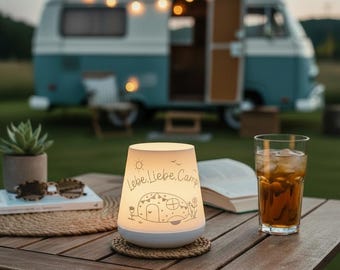 Linterna de camping – “Vive y ama acampar” – Cubierta decorativa para velas LED – Luz ambiental Regalo para campistas