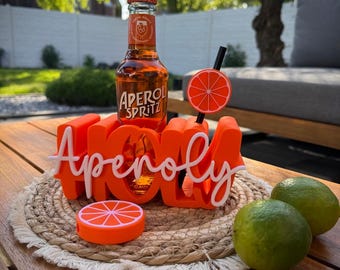 Regalo Aperol, portabottiglie con cannuccia e tappo, regalo Aperol Spritz, regalo estivo, souvenir, regalo di compleanno