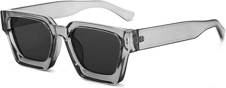 Gafas de sol cuadradas para mujer y hombre, con montura gruesa cuadrada, estilo de diseñador sencillo. Grey