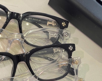 Gothic Cross Eyeglasses, Vintage Punk Acetate Frames, Gold-Tone Accents, Y2K Streetwear