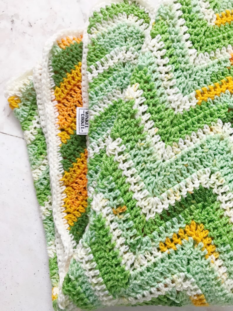 Chevron blanket orange green ombre ripple crochet afghan throw image 2