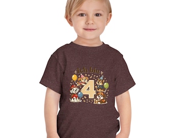 Ich bin 4  T-Shirt mit Hundehelden Kinder-Shirt zum 4. Geburtstag, Kinder T-Shirt ,Heldenhunde ,Geburtstags T- Shirt,personalisierbar
