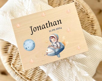 Personalisierte Erinnerungskiste mit Name, Geschenk zur Geburt, Taufgeschenk, ErinnerungsboxBaby, Babygeschenk Mädchen Junge,Memorybox ,Holz