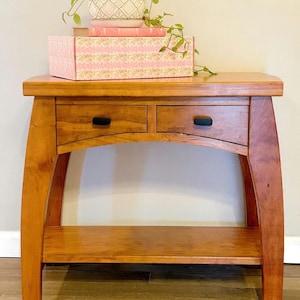 Handmade Solid Prunus Serotina  Cherry Wood End Table – Two Drawer Craftsman Style Furniture