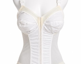 Vintage Exquisite Form 7530 Longline Bra | White Front Close Corsette, 36B
