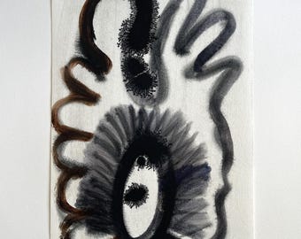 Pintura abstracta original en acrílico y tinta sobre papel, tamaño A3+ / Estudio contemporáneo / Archivo de estudio / Obra de estudio firmada /