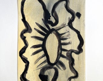 A3+ origineel abstract acryl- en inktschilderij op papier | Hedendaagse studie | Studioarchief | Gesigneerd studiowerk | Originele kunst