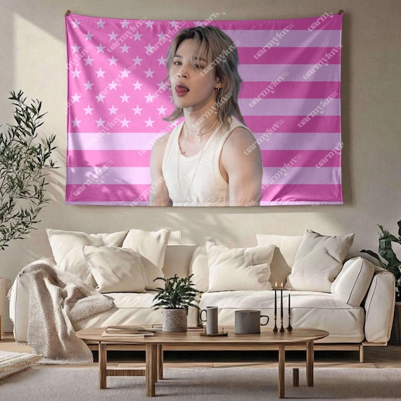 Jimin Banner Custom Kpop Flag Bangtan Kpop Gift Merch Cozy Kpop Banner Jimin Wall Decor Kpop Bias Merch Army Gift Kpop Tapestry USA Flag