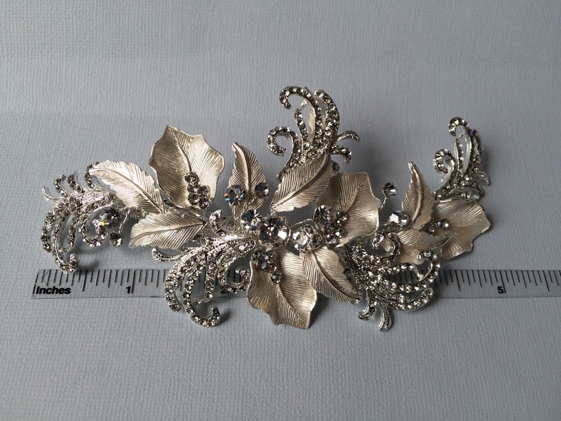 Weddings Brushed Silver Swirl Hairpiece Rhinestone Bridal Hairpiece Rhinestone Hair Accessories