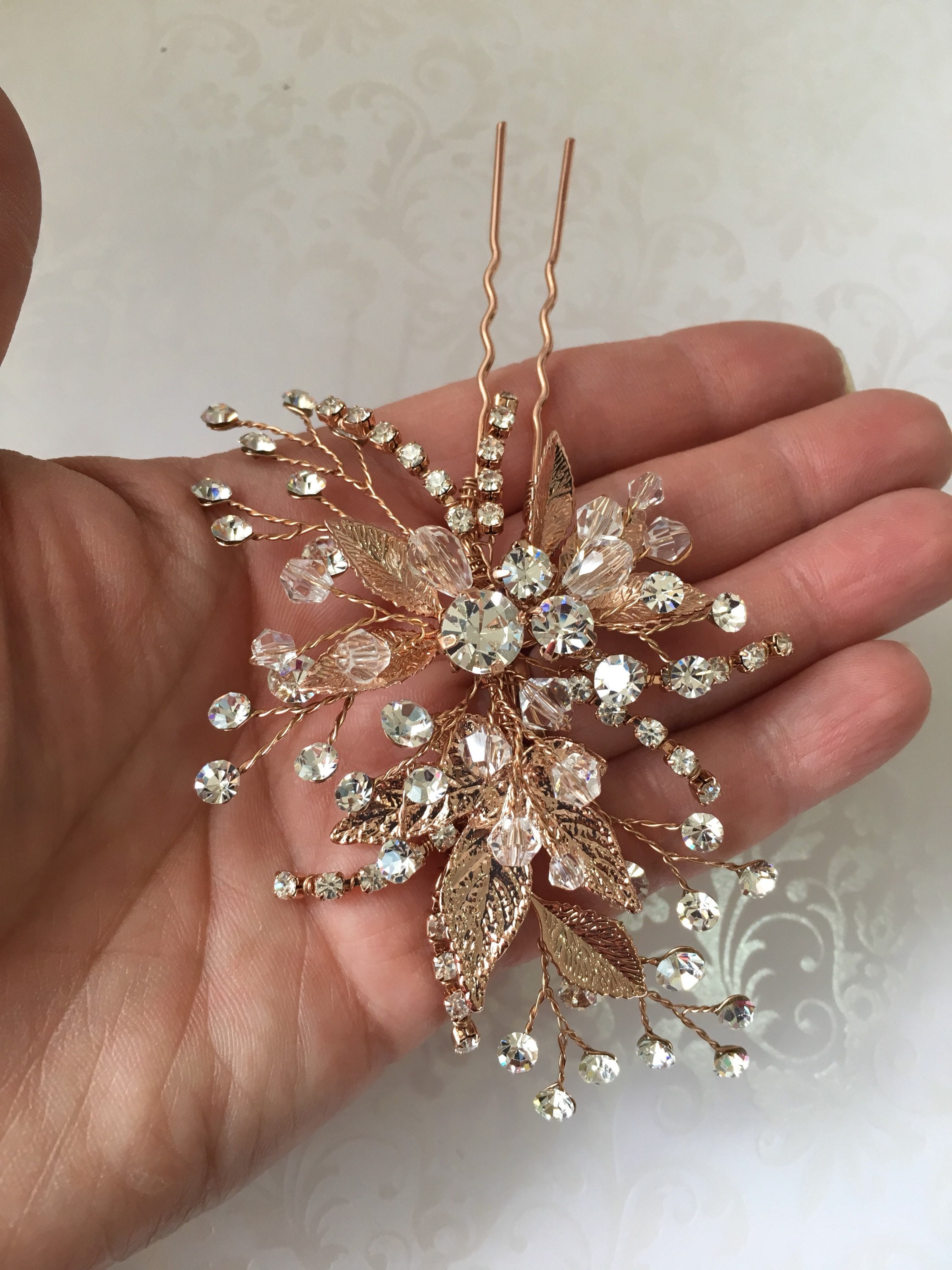 Rose Gold Hair Pick Rose Gold Hair Pin Wedding Hair Jewelry Etsy