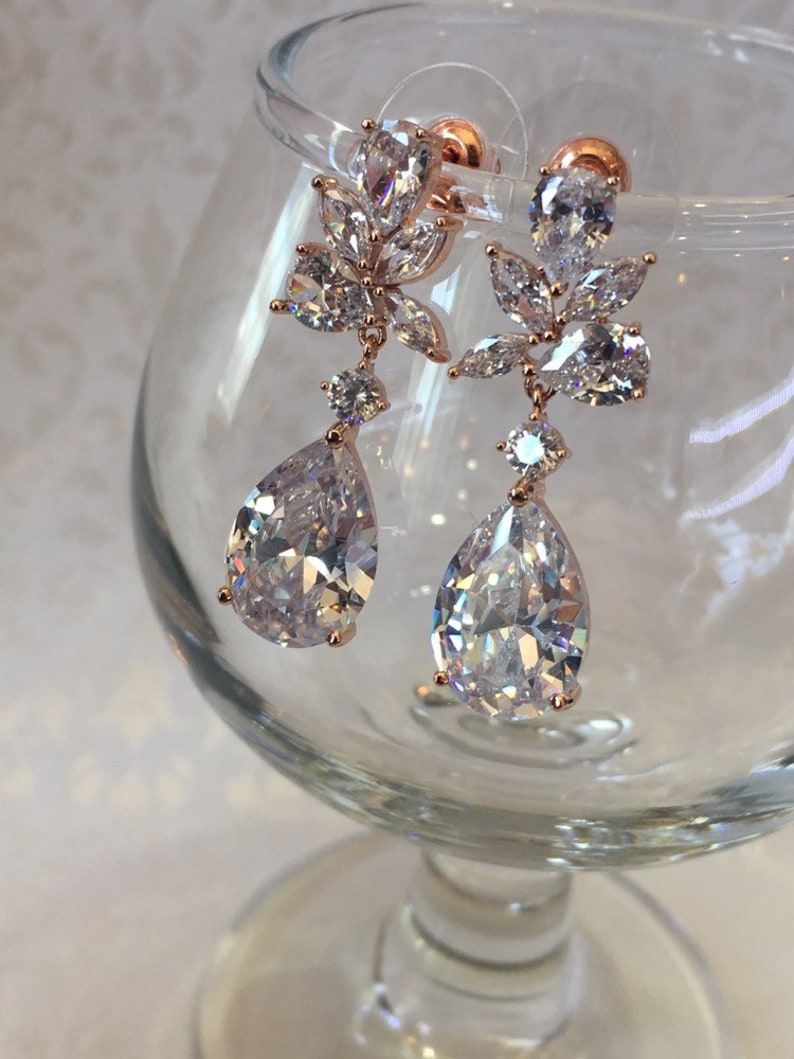 Rose Gold Wedding Earrings
