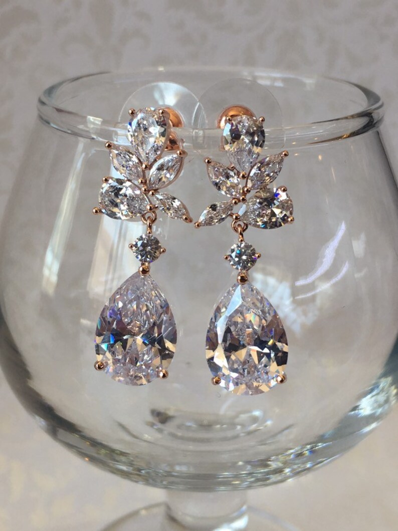 Rose Gold Wedding Earrings
