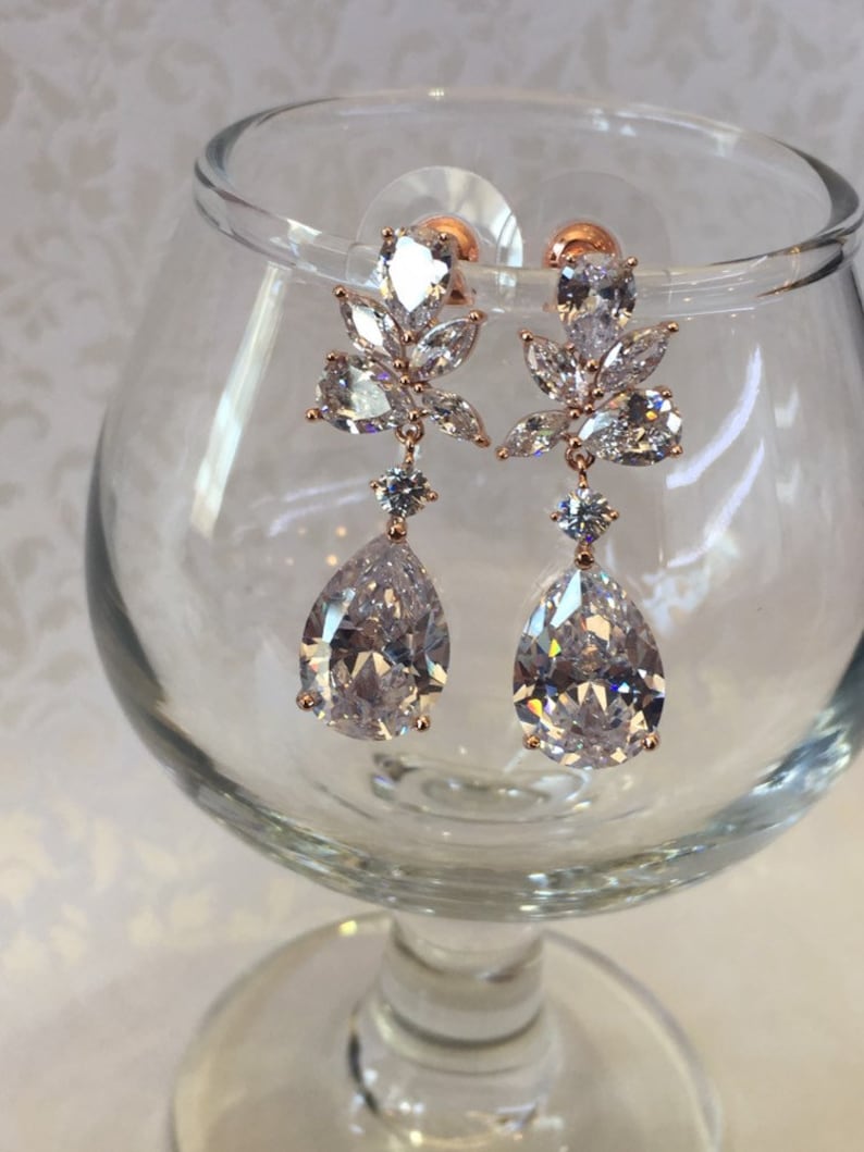 Rose Gold Wedding Earrings