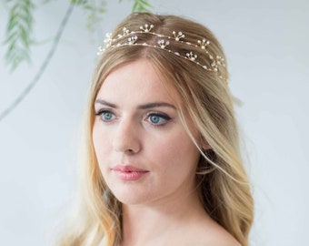 Cyrena Delicate Gold Double Wedding Hair Vine