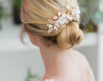 Vanessa Clay Flower Wedding Hair Pin