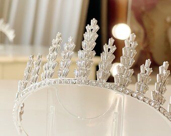 Audrey Silver Statement Bridal Crown Tiara