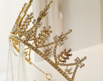 Catkin Gold Statement Bridal Crown Tiara