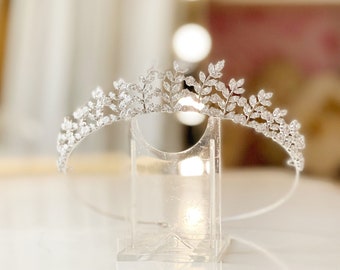 Bella White Gold Statement Bridal Crown Tiara