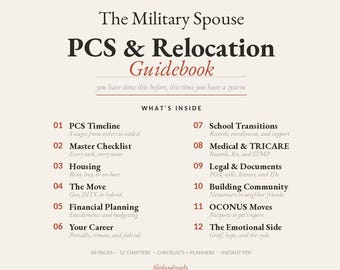 Guida al trasferimento per i coniugi di militari (PCS) Lista di controllo per il trasloco Budget per l'alloggio Pianificatore di carriera Manuale DITY