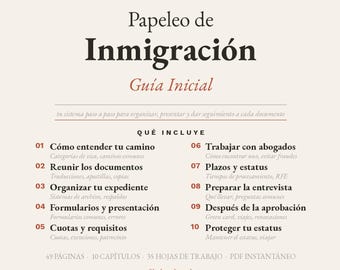 Guida all'immigrazione in spagnolo: Papeleo, Green Card, Città / 49 pagine Imprimible PDF con Hojas de Trabajo y Lists