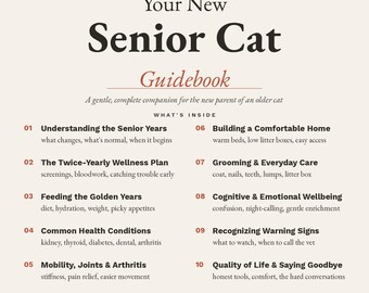 Guida alla cura del gatto anziano, pianificatore sanitario stampabile per gatti anziani, libro sulla cura del gatto anziano, tracker del benessere del gatto, regalo in formato PDF per proprietari di gatti anziani