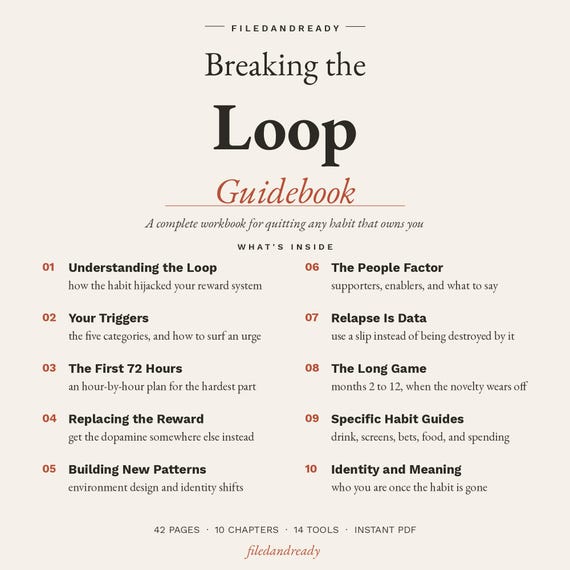 Quit Addictive Habits Workbook Printable Recovery Guide Craving Tracker Coping Tools Relapse Plan Sobriety Journal Planner