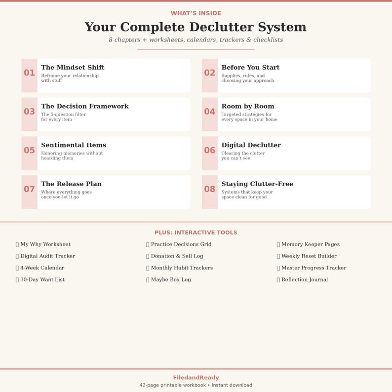 Home Declutter Workbook Printable Room by Room Organizing Guide ...