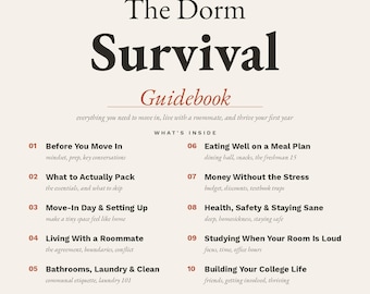 Dorm Survival Guide for College Freshmen, Dorm Packing Checklist Roommate Agreement & Budget Planner, College Printable PDF