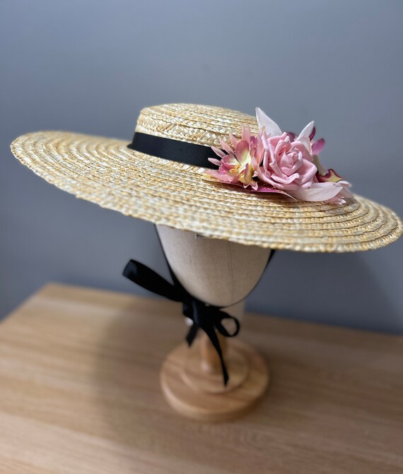 Cream and Pink Wide-Brimmed Sun Hat Women main image 3