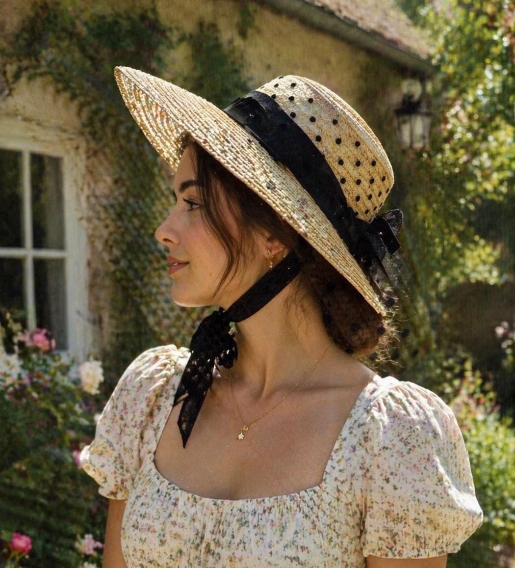 帽子 nit alcove Black polka dot straw hat Polka dot beret | nit alcove