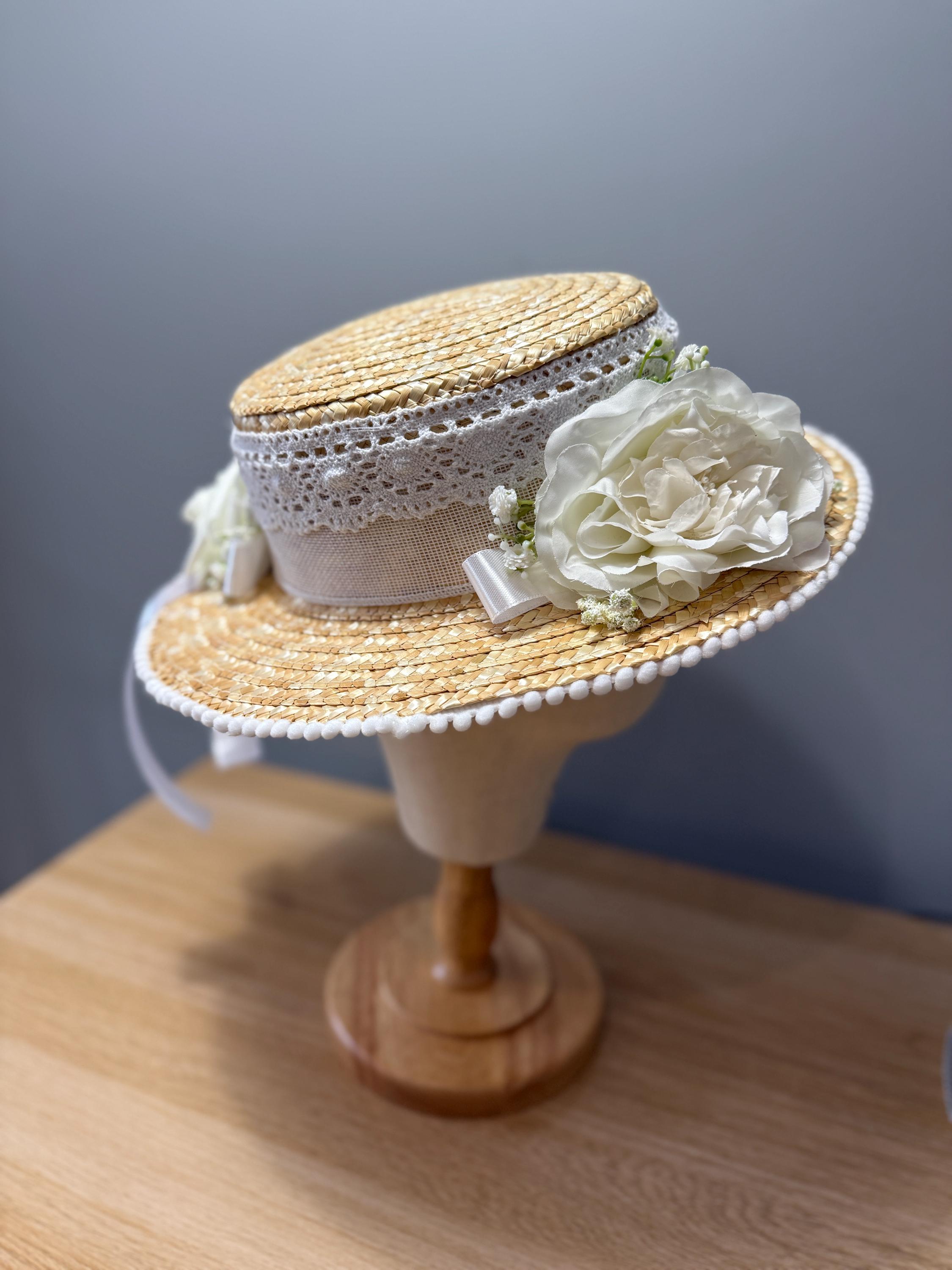 New Jean Charles Brousseau Skimmer Straw Hat Easter Kentucky Derby Church Pink Original Vintage Hats for Women for sale | eBay main image 4