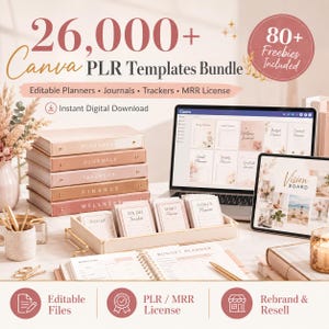 26000+ Canva PLR Templates Bundle | Editable Planner Journal Tracker Templates | Digital Products Pack PLR MRR Rights Included