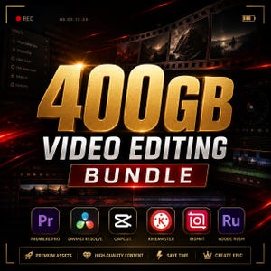 400 GB videoredigeringspaket | Premiere Pro, Cinematic LUTs, övergångar, överlägg och VFX-paket (digital nedladdning)