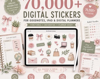 70,000+ Digital Stickers for GoodNotes and iPad|Pre-Cropped PNG Sticker Book Bundle | Planner, Study and Productivity Pack|Instant Download