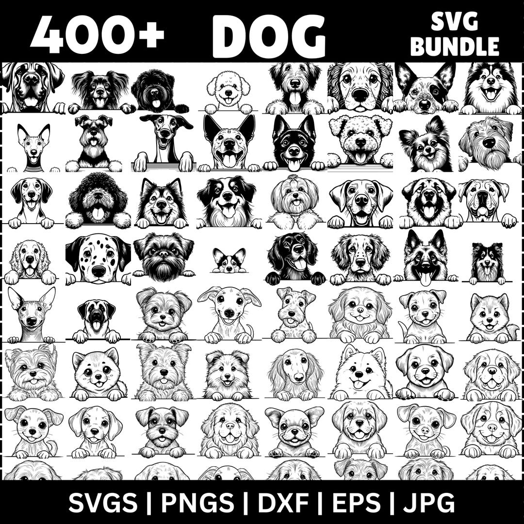 Dog Heads SVG Bundle File, All Breeds Collection, Dog Clipart for ...