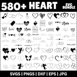Herz-Svg, Herz-Text-Teiler SVG, Doodle-Herz-Svg, Liebessvg, Valentinstags-Svg, Herzkranz-Svg, Skizzen-Herz-Svg, offenes Herz, Cricut & Silhouette