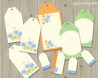 Etichette regalo stampabili con fiori estivi: abbellimenti floreali per album (JPG, PNG)