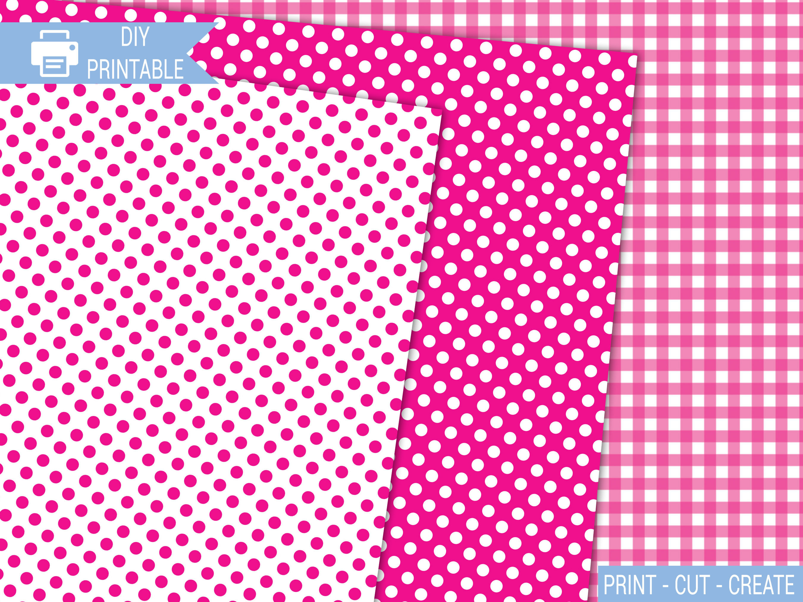 Pink & White Scrapbook Paper Printable, Small Pattern Digital Papers ...