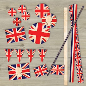 vintage Union Jack British Queen Collage imprimable, album numérique