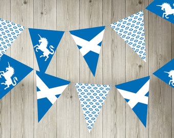 Scottish Saltire & Unicorn Bunting printable decoration - 3 flag designs