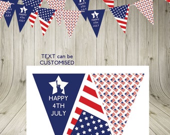 Stars and Stripes USA 4th July Independence Day Bunting Garland America American flag Instant Download  statue of liberty printable banner