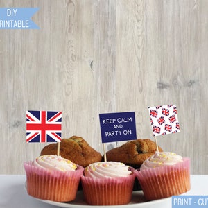 British Cupcake Flags, King Charles III Coronation street party printable