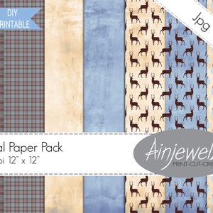 Scottish Fraser Tartan Digital Paper: Stag Plaid Print (Digital Download)