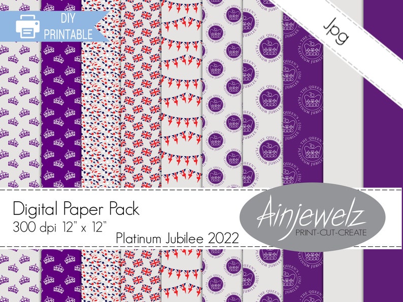 Platinum Jubilee Scrapbook paper printable 